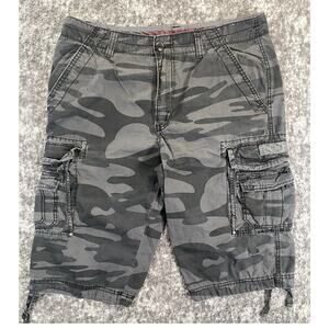 UNIONBAY Cordova Messenger Black Camo Cargo Shorts Mens Sz 34x14